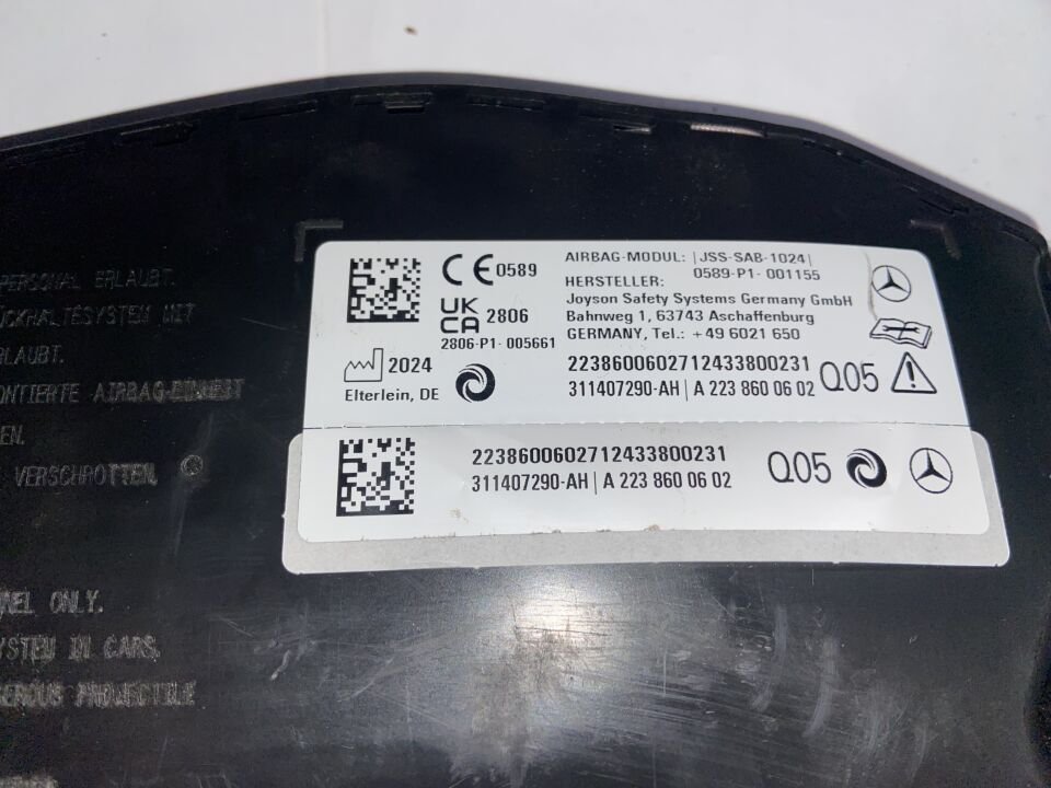 A2238600602 MERCEDES W223 W296 SOL ÖN KOLTUK AİRBAG SIFIR ORJİNAL